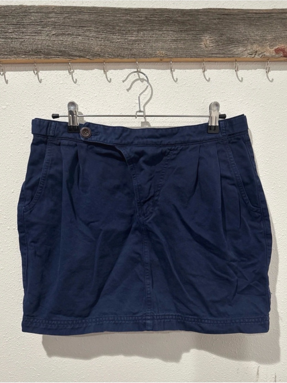 Zara Navy Mini Skirt with Front Button